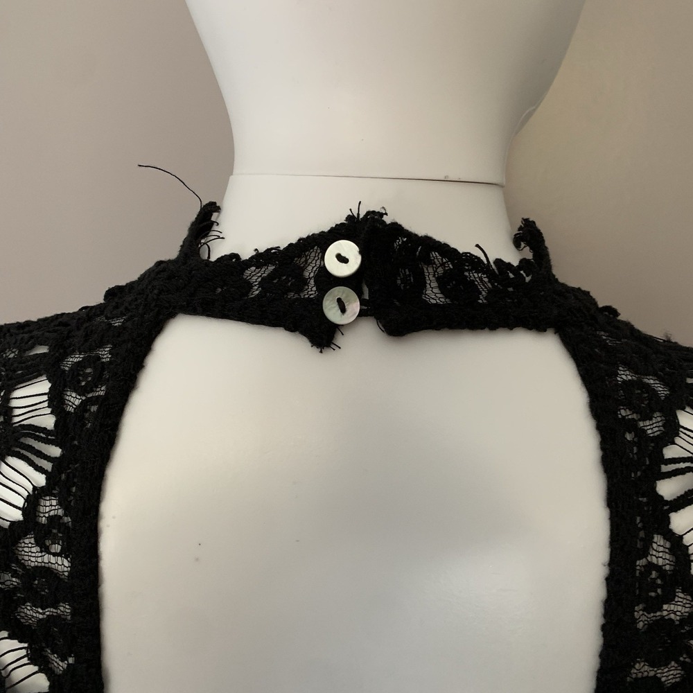 Free People Lace Dress. Black lace and open back make it sexy and comf- SZ Large - Picture 8 of 16